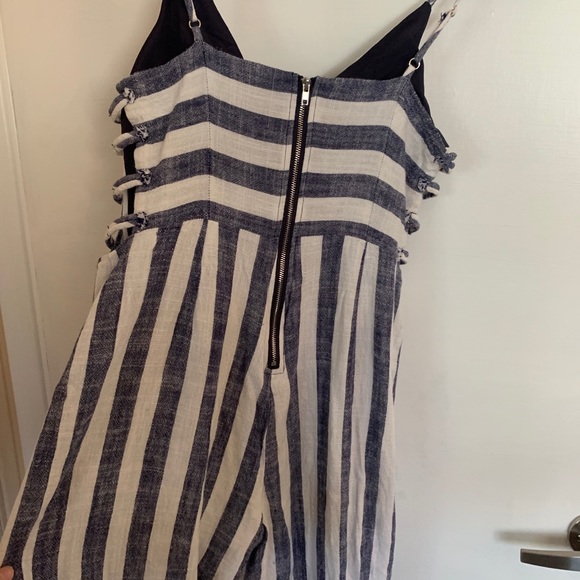 Blue striped linen Jumpsuit, cage, m - Picture 5 of 5